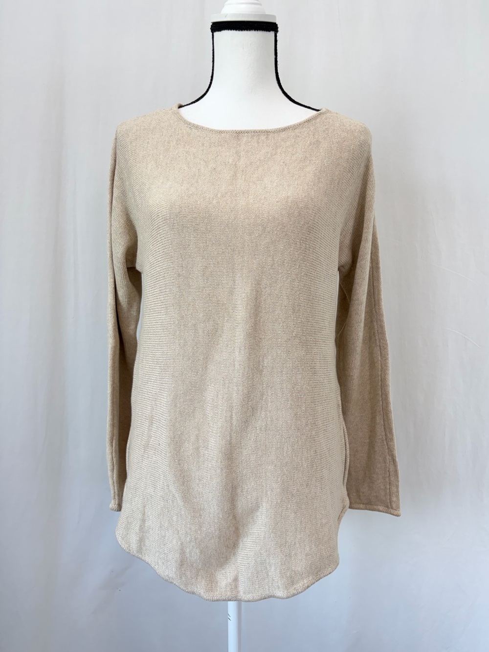 Michael Kors Gold Side Zip Tunic Sweater Small Oatmeal Tan Neutrals Lagenlook